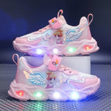 Girls' LED Light-Up Sneakers - Fashionable Pink & Purple Athletic Shoes