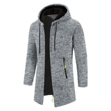 Men’s Casual Long Fleece Hoodie with Full Zipper – Spring & Autumn Wear