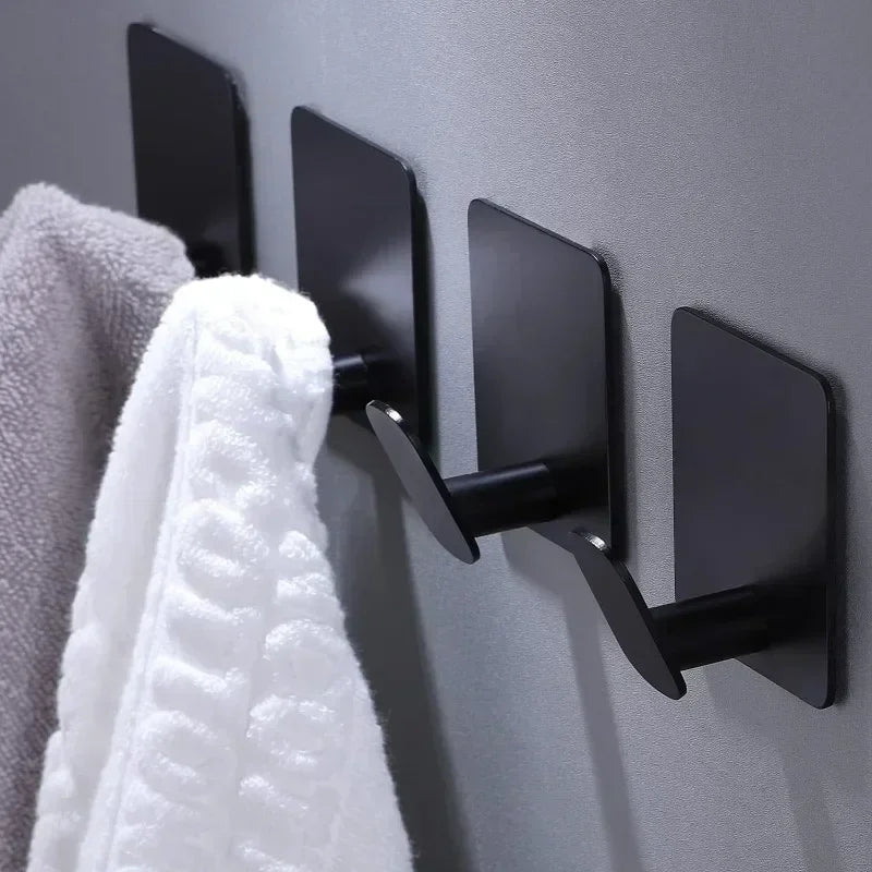 Ganchos de pared adhesivos de acero inoxidable: toalleros multiusos para baño y cocina (juego de 4) 