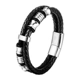 Men’s Leather Magnetic Clasp Bracelet – Trendy Rope Chain Charm Accessory