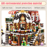 2506-Piece Christmas Café Building Set - City Street View Architecture Blocks