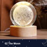 Glowing Crystal Ball LED Night Light with Solar System Design