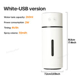 Humidificador ultrasónico portátil, recargable por USB, vapor silencioso, tanque de 260 ml