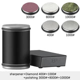Rolling Knife Sharpener with Magnetic Base – 15° & 20° Angle Guide and Diamond Sharpening Stone