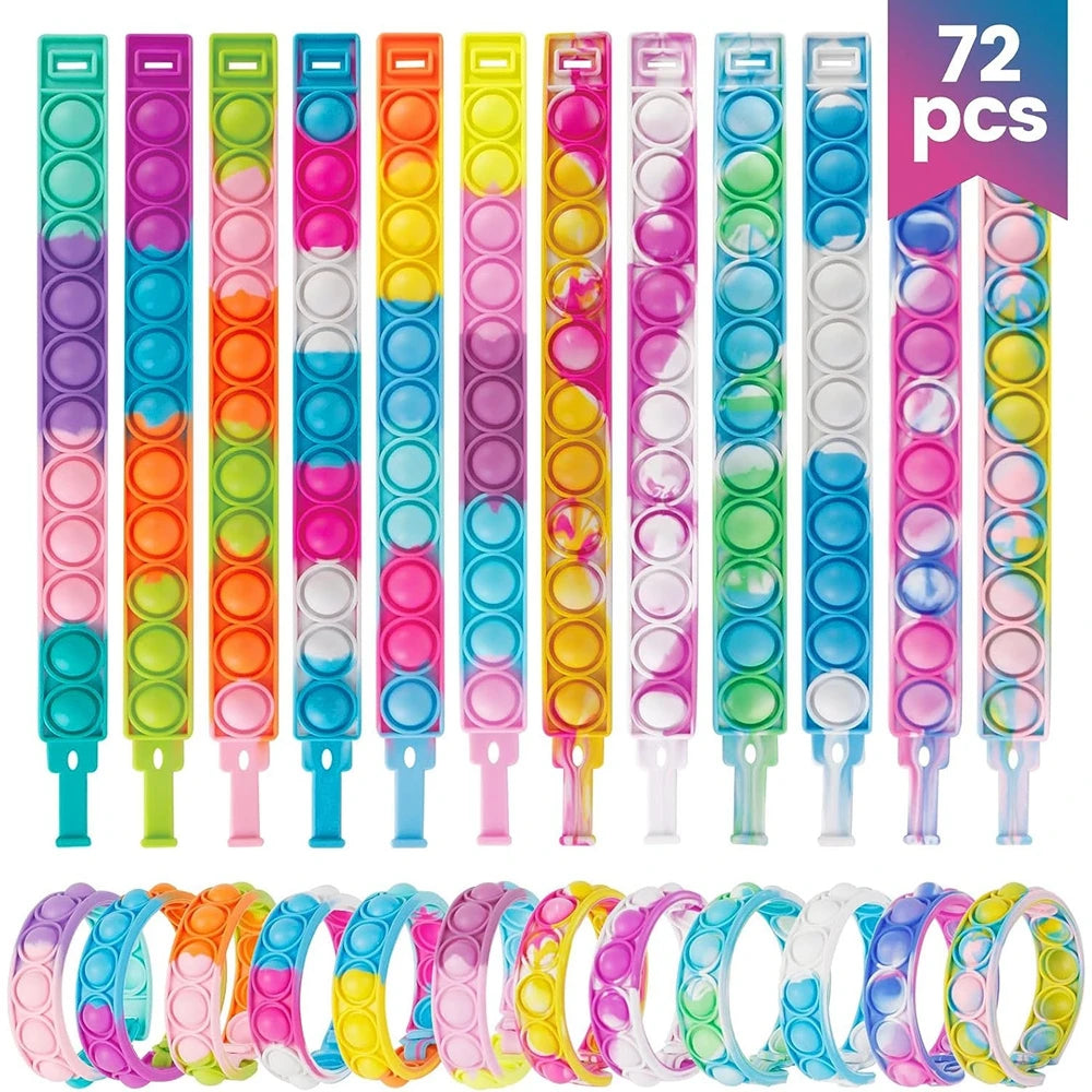 Pop Fidget Bracelets - Bulk Sensory Toys for Stress Relief (24/48/72pcs)