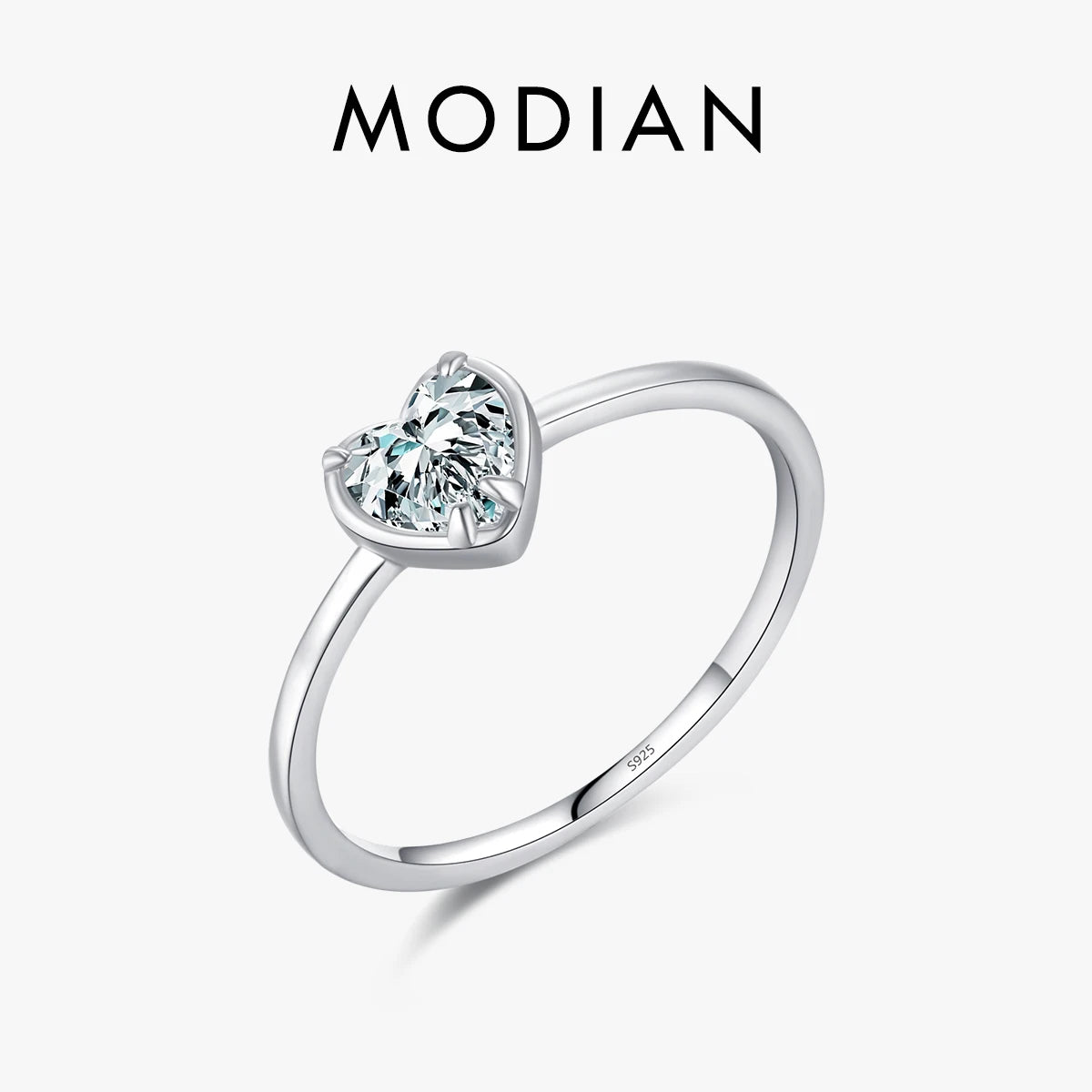 Anillo de bodas de plata de ley 925 con circonitas en forma de corazón: joyería fina y elegante para mujeres