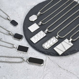 Stainless Steel Military Dog Tag Necklace for Men – Black & Silver with Box Chain