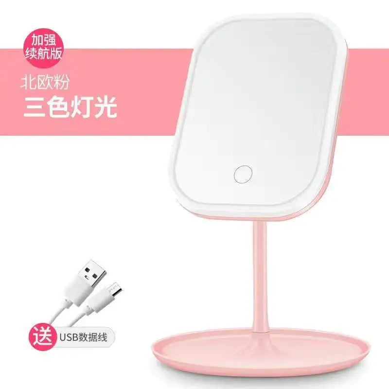 Adjustable LED Vanity Mirror with 3-Color Lighting – Touch Control Makeup Mirror with Charging