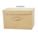Caja de almacenamiento plegable de lino y algodón: organizador multiusos con tapa
