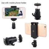 Soporte para trípode universal para teléfono con adaptador de zapata: soporte con clip ajustable para teléfonos inteligentes, DSLR y cámaras de acción