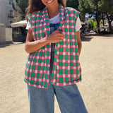 Women’s Warm Puffer Vest – Stylish Printed Sleeveless Open Front Cardigan for Autumn & Winter