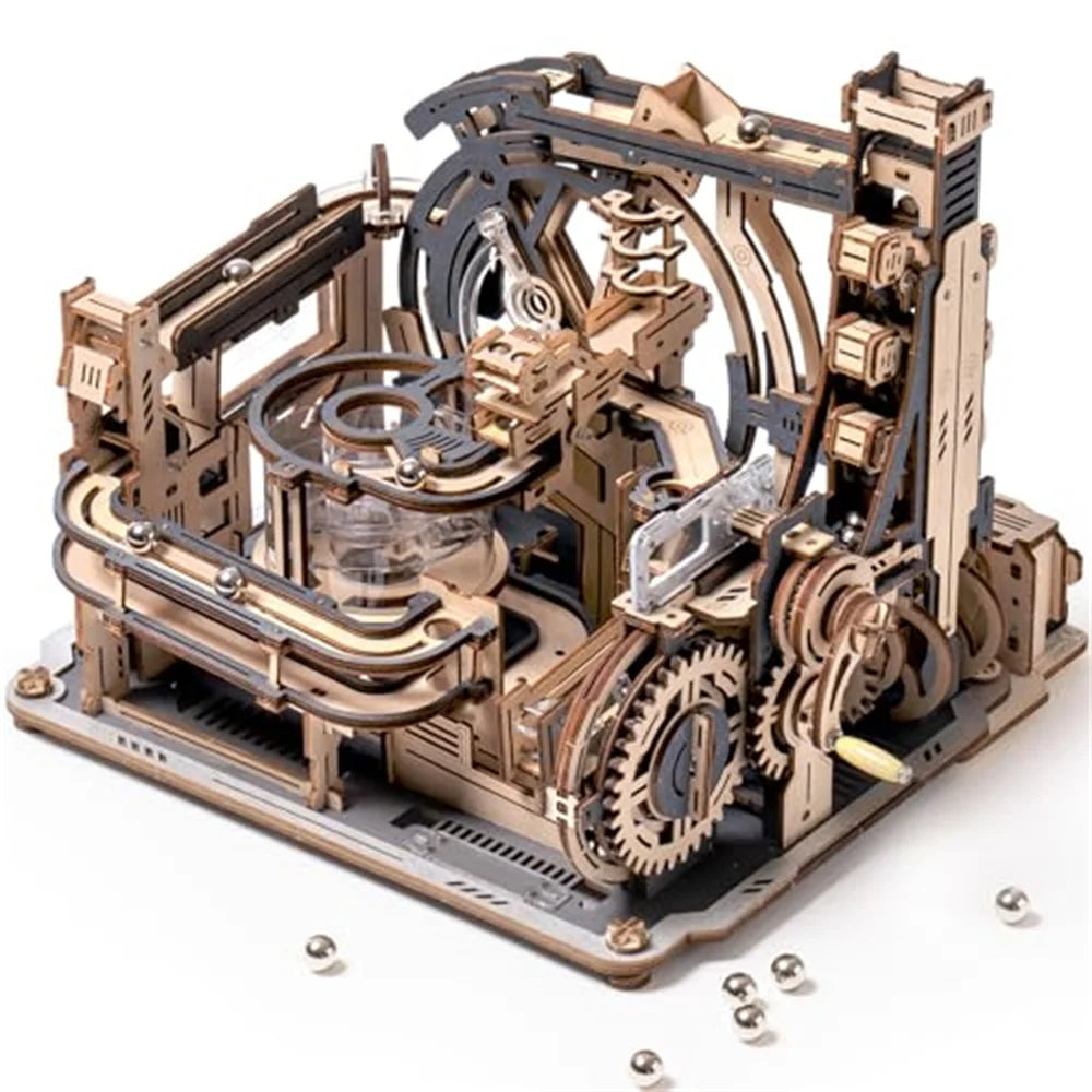 3D Wooden Marble Run Spaceport - Electric & Manual Mode Puzzle Kit
