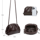 Women's PU Leather Dumpling Shoulder Bag – Elegant Ruched Crossbody & Clutch Handbag