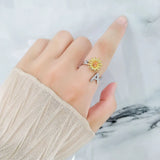 Sunflower Spinner Ring - Stainless Steel Initial Letter Anxiety Relief Jewelry for Women