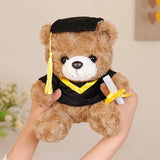 25cm Graduation Bear Plush Toy – Cute Doctor Teddy with Christmas Hat