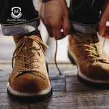 Men’s Genuine Suede Leather Ankle Boots - Winter Lace-Up Casual Snow Boots