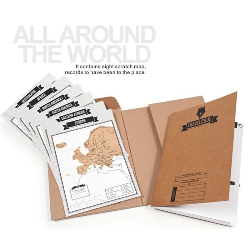 Diario de mapas del mundo para raspar: registre sus aventuras de viaje