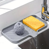 Alfombrilla de silicona para grifos: bandeja para fregadero de cocina y almohadilla para secar jabón y esponjas
