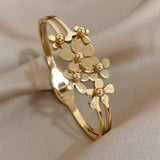 Trendy Gold Flower Cuff Bracelet for Women