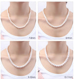 Elegant 925 Sterling Silver Freshwater Pearl Necklace – High Luster 6–11mm AAAA Round Pearls, 45cm for Women
