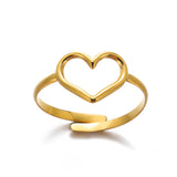 Minimalist Geometric Stainless Steel Ring – Elegant Gold-Tone Adjustable Band