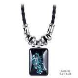 Trendy Geometric Glass Pendant Necklace for Women – Zinc Alloy & Leather Design