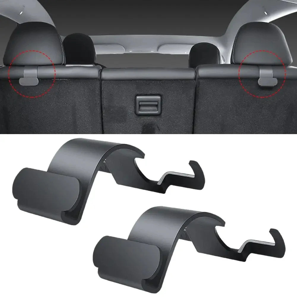 Rear Headrest Hooks for Tesla Model Y | Car Seat Back Bag & Trunk Organizer Hangers