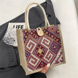 Women’s Linen Tote Bag – Foldable Casual Handbag with Large Capacity & Cotton Rope Handle