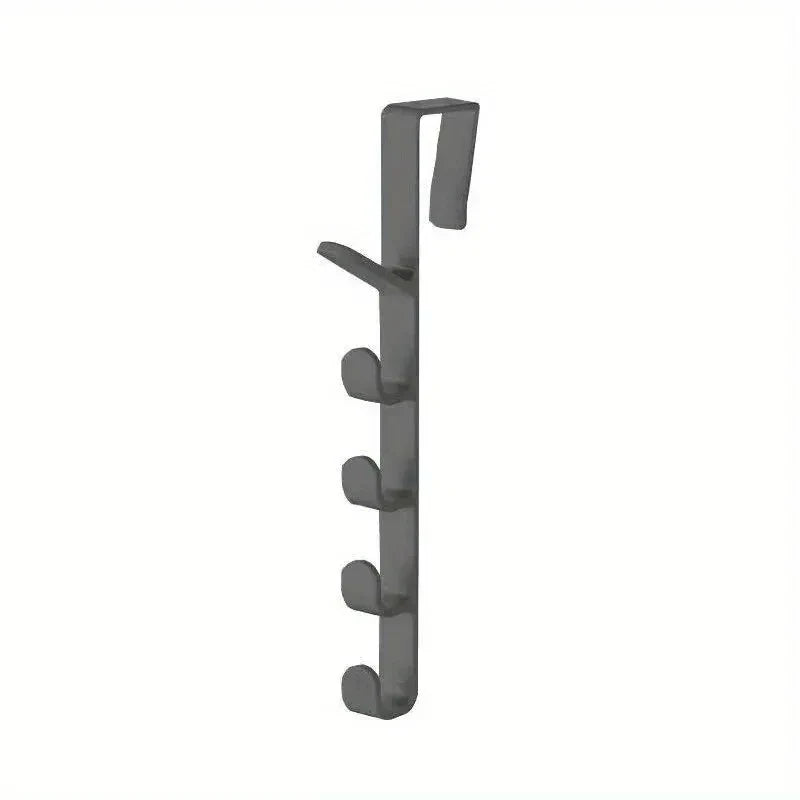 1 percha de plástico para colgar sobre la puerta del dormitorio, con 5 ganchos, para colgar ropa, bolsos y carteras, organizador de almacenamiento para el hogar