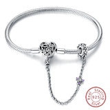 925 Sterling Silver Charm Bracelet for Women – Heart, Star, Moon & More