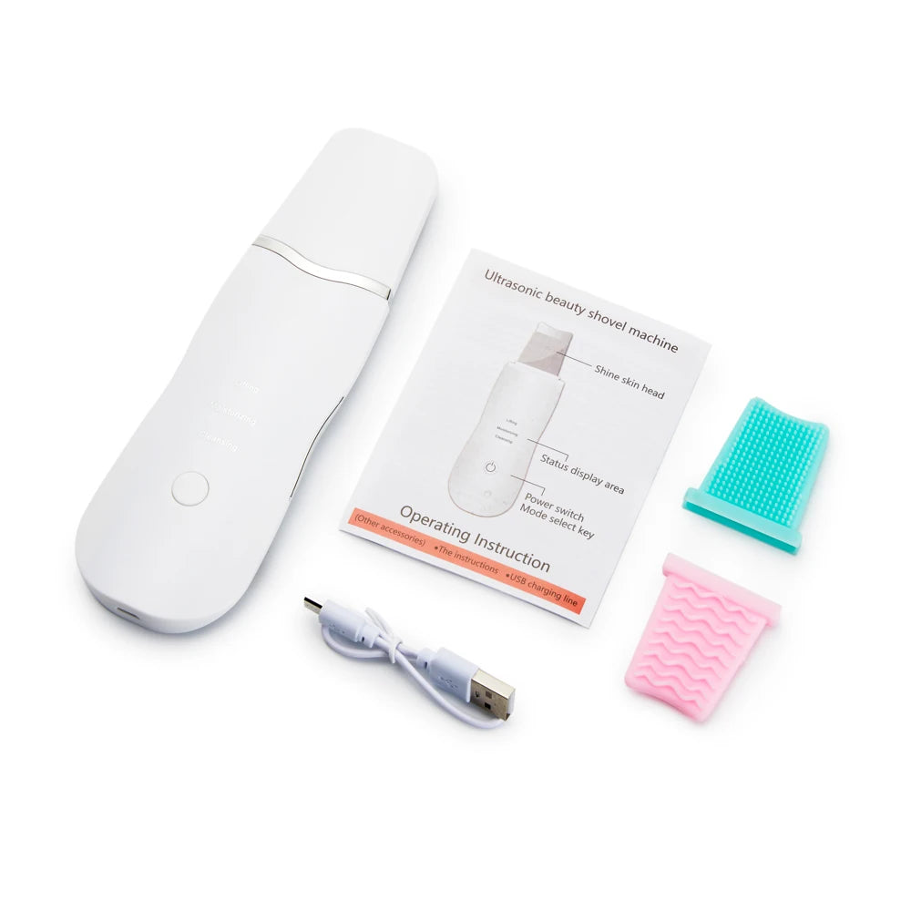 Ultrasonic Facial Skin Scrubber – Deep Cleanser & Anti-Wrinkle Face Massage Tool