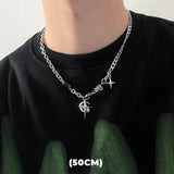 💎 Collar de doble capa con estrella de circonita estilo hip hop: cadena colgante de acero de titanio de moda para hombres y mujeres 💎