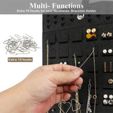 Organizador de exhibición de joyas para montar en la pared: bolsa de almacenamiento de fieltro de terciopelo para aretes, collares y anillos