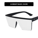 Vintage Flat Top Sunglasses – Black Square UV400 Gradient Shades for Men & Women