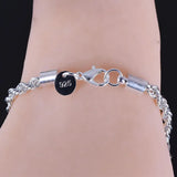 Women's 925 Sterling Silver Twist Bangle Cuff Charm Bracelet