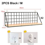Wall-Mounted Shelf Organizer – Metal & Wood Storage Rack for Home & Office