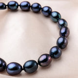 Elegant Black Freshwater Pearl Necklace with 925 Sterling Silver Flower Clasp