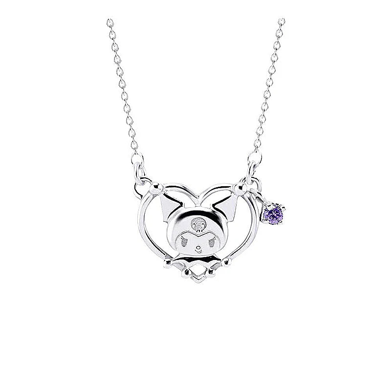 Kuromi Silver Necklace – Cute Anime Clavicle Chain Jewelry for Women