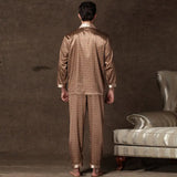 Men’s Floral Satin Pajama Set – Soft Polyester Sleepwear with Button-Down Shirt & Elastic Waist Pants