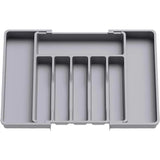 Organizador de cubiertos expandible con cajón: bandeja ajustable para guardar utensilios y cubiertos
