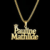 Collar con nombre y corona personalizado: joyas de acero inoxidable personalizadas para hombres y mujeres