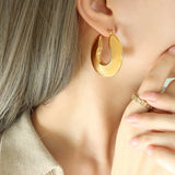 Gold-Plated Stainless Steel Geometric Hoop Earrings – Waterproof & Tarnish-Resistant