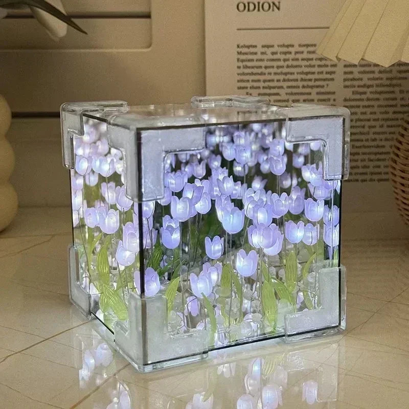 Kit de luz nocturna DIY con forma de tulipán en 3D: lámpara LED creativa para regalar a parejas y para decorar el hogar