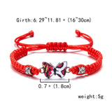 Bonita pulsera con dijes de animales para mujer: aleación de vidrio y zinc, cadena de cuerda con cordones