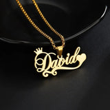 Collar con nombre y corona personalizado: joyas de acero inoxidable personalizadas para hombres y mujeres