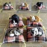 Mini Plush Cat Ornaments - Realistic Lying Position Faux Cats for Home Decor & Gifts