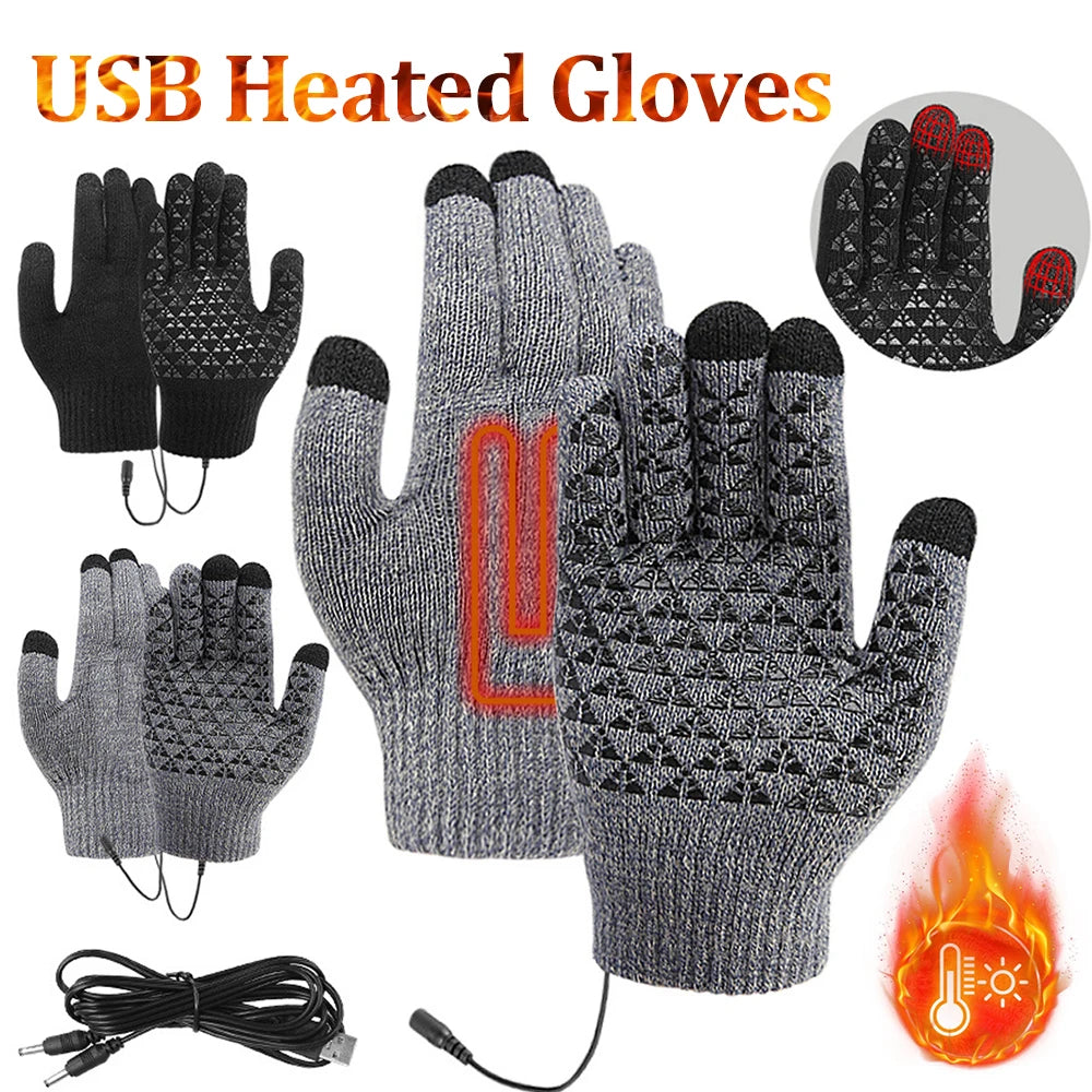 USB Heated Gloves for Winter - Touchscreen Compatible, Windproof & Thermal