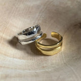 Stackable Ripple Wave Rings for Women – Adjustable Stainless Steel 18K Gold & Silver Plated Minimalist Jewelry