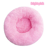 Plush Donut Cat Bed - Super Soft Washable Pet Nest (5 Sizes, 20 Colors)