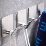Ganchos de pared adhesivos de acero inoxidable: toalleros multiusos para baño y cocina (juego de 4) 